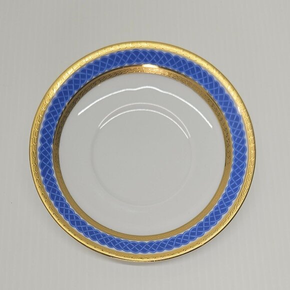 Tirschenreuth Flat Demitasse Cup & Saucer Set TIR704 Blue Braid - Picture 3 of 5